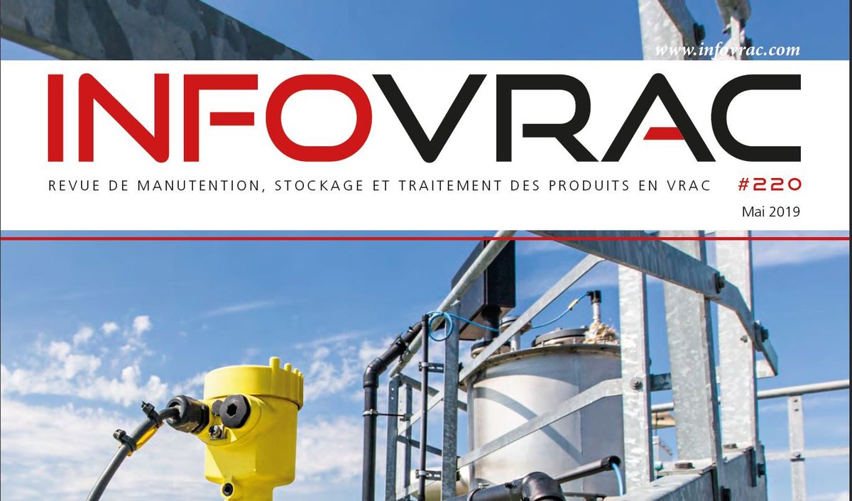 Couverture du magazine Infovrac n°220, mai 2019, revue de manutention et traitement des produits en vrac