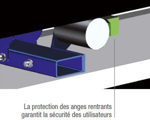 Schéma d'une auge : protection des angles rentrants garantissant la sécurité des utilisateurs