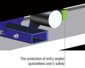 Drawing of a trough: the protection of entry angles guarantees user's safety